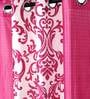 Pink Floral Polyester 9 Ft Semisheer Eyelet Door Curtains (Set of 2)