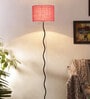 Victoria Pink Jute Shade Club Floor Lamp With Iron Base