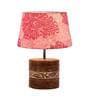 Elegant Pink Fabric Shade Table Lamp With Mango wood Base