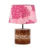 Elegant Pink Fabric Shade Table Lamp With Mango wood Base