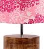 Elegant Pink Fabric Shade Table Lamp With Mango wood Base