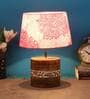 Elegant Pink Fabric Shade Table Lamp With Mango wood Base