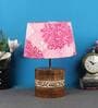Elegant Pink Fabric Shade Table Lamp With Mango wood Base