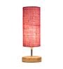 Lense Pink Jute Shade Table Lamp With Wood Base