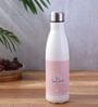 Pink Shade Text Printed Steel Water Bottle 600ml