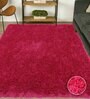 Pink Shaggy Polyester 8ft X 10ft Hand tufted Carpet