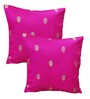 Pink Silk blend Banarasi Chanderi Zari 16x16 inches Cushion Covers (Set of 2)