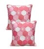 Pink Silk blend Honeycomb Brocade 16x16 inches Cushion Covers (Set of 2)
