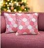 Pink Silk blend Honeycomb Brocade 16x16 inches Cushion Covers (Set of 2)