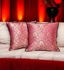 Pink Silk blend Zari Woven Brocade 16x16 inches Cushion Covers (Set of 2)