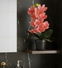 Pink Silk Fabric Coral Luxe Orchid Arrangement Pot With Flower