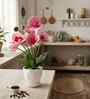 Pink Silk Fabric Orchid Radiance Arrangement Pot With Flower
