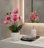 Pink Silk Fabric Orchid Radiance Arrangement Pot With Flower