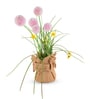 Pink Silk Plastic And Jute Chic Artificial Dandelion Arrangement Flower Bunch With Jute Wrap