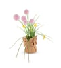 Pink Silk Plastic And Jute Chic Artificial Dandelion Arrangement Flower Bunch With Jute Wrap