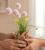 Pink Silk Plastic And Jute Chic Artificial Dandelion Arrangement Flower Bunch With Jute Wrap