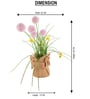 Pink Silk Plastic And Jute Chic Artificial Dandelion Arrangement Flower Bunch With Jute Wrap