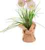 Pink Silk Plastic And Jute Faux Allium Flower Bunch With Jute Wrap