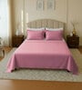 Pink Solid 144 TC 100 % Cotton Double Size Bedsheet With 2 Pillow Covers