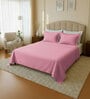 Pink Solid 144 TC 100 % Cotton Double Size Bedsheet With 2 Pillow Covers