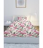 Pink Floral 144 TC Cotton Single Bedsheet with 1 Pillow Cover