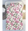 Pink Floral 144 TC Cotton Single Bedsheet with 1 Pillow Cover