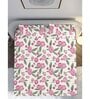 Pink Floral 144 TC Cotton Super King Bedsheet with 2 Pillow Covers