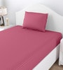 Pink Solid 150 TC Cotton Single Bed Sized Bedsheet With 1 Pillow Cover