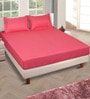 Pink Solid 150 TC Glace Cotton Queen Sized Double Bedsheet with 2 Pillow Covers