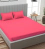 Pink Solid 150 TC Microfiber Queen Sized Double Bedsheet with 2 Pillow Covers