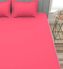 Pink Solid 150 TC Microfiber Queen Sized Double Bedsheet with 2 Pillow Covers