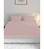 Pink Solid 210 TC Cotton Queen Sized Double Bedsheet with 2 Pillow Covers Satin Stripe 2024 Collection
