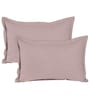 Pink Solid 210 TC Cotton Queen Sized Double Bedsheet with 2 Pillow Covers Satin Stripe 2024 Collection