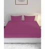 Pink Solid 210 TC Cotton Queen Sized Double Bedsheet with 2 Pillow Covers Satin Stripe 2024 Collection