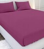 Pink Solid 210 TC Cotton Queen Sized Double Bedsheet with 2 Pillow Covers Satin Stripe 2024 Collection