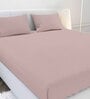 Pink Solid 210 TC Cotton Queen Sized Double Bedsheet with 2 Pillow Covers Satin Stripe 2024 Collection
