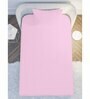 Pink Solid 210 TC Cotton Single Sized Bedsheet with 1 Pillow Cover Satin Stripe 2024 Collection