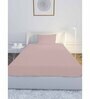 Pink Solid 210 TC Cotton Single Sized Bedsheet with 1 Pillow Cover Satin Stripe 2024 Collection