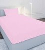 Pink Solid 210 TC Cotton Single Sized Bedsheet with 1 Pillow Cover Satin Stripe 2024 Collection