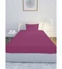 Pink Solid 210 TC Cotton Single Sized Bedsheet with 1 Pillow Cover Satin Stripe 2024 Collection
