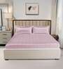 Pink Solid 300 TC Cotton King Sized Fitted Bedsheet with 2 Pillow Covers