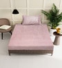 Pink Solid 300 TC Wool Single Bedsheet with Pillow cover