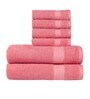 Pink Solid 400 GSM Cotton Towel Sets (Set of 6)
