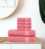 Pink Solid 400 GSM Cotton Towel Sets (Set of 6)