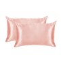 Pink Solid 400 TC Satin Set of 2 Pillow Covers