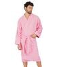 Pink Solid Cotton Men Bath Robe With Belt (L)