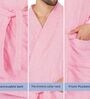 Pink Solid Cotton Men Bath Robe With Belt (M)