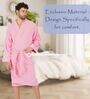 Pink Solid Cotton Men Bath Robe With Belt (S)