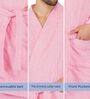 Pink Solid Cotton Men Bath Robe With Belt (XL)