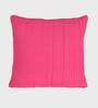 Pink Solid Cotton Self Design Cushion Cover